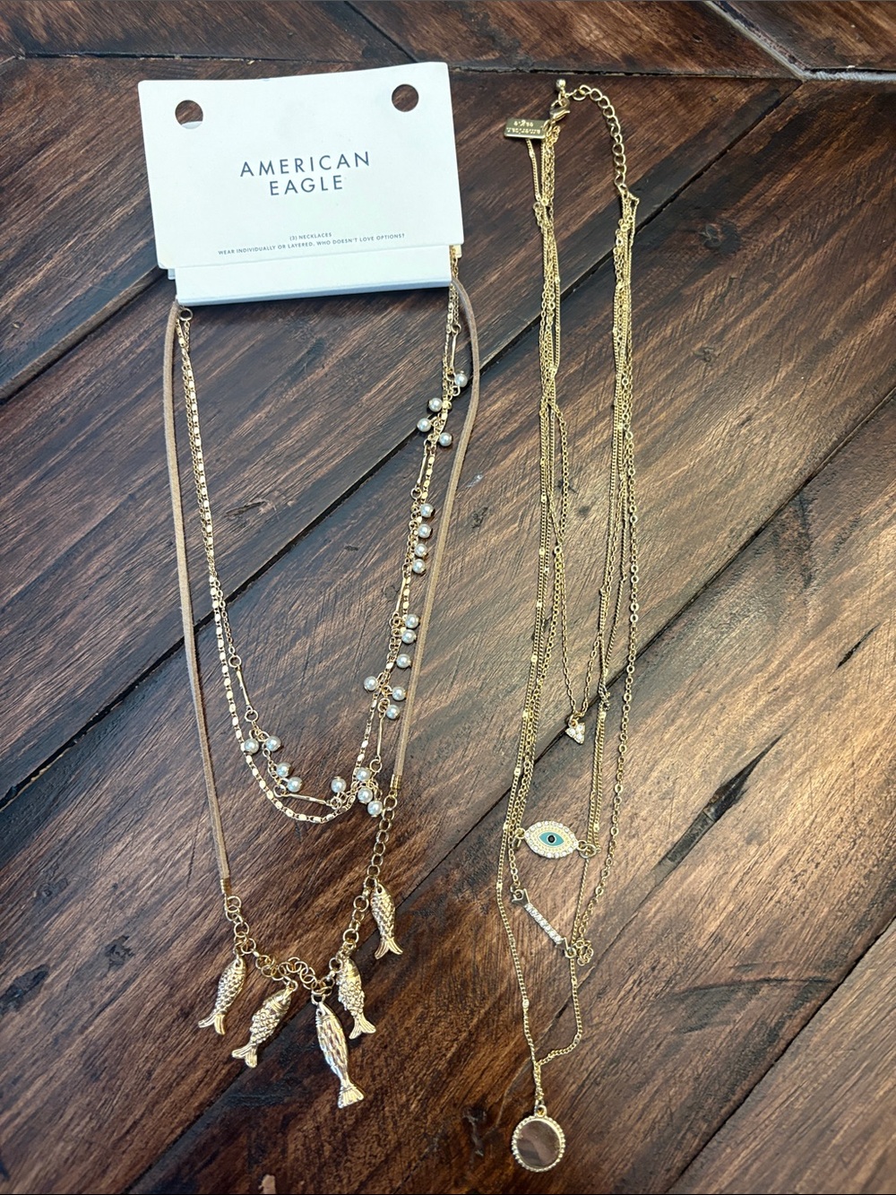 American Eagle Outfitters Gold Multi-Layer Necklaces with charms